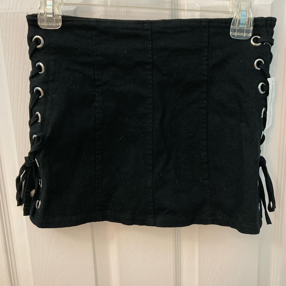 Chic Black Lace-Up Mini Skirt